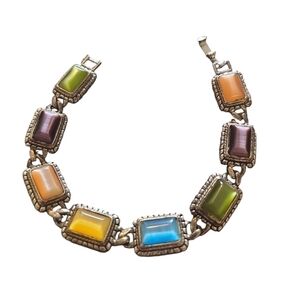 Vintage Premier Designs "LOLLIPOP" Bracelet With Colorful Cat's Eye Glass